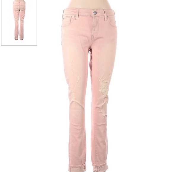 Express Denim - Express Pale Pink Distressed Skinny Jeans